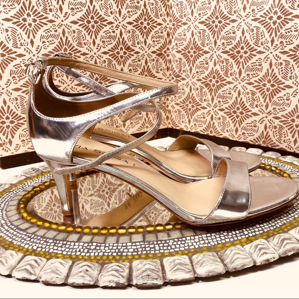 Via Spiga Silver Strappy Sandals